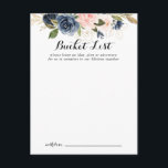 Elegantes tarjetas de lista de cubo Boda floral de<br><div class="desc">Estas elegantes tarjetas de boda floral de invierno son la actividad perfecta para una recepción nupcial moderna o una ducha de novia. El diseño se compone de bonitos azules oscuros pintados a mano, azules, marinos, rosados, ondulados, flores doradas y follaje verde, repartidos en elegantes ramos. Cambie la redacción para que...</div>