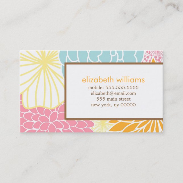 Elegantes tarjetas de llamadas florales (Anverso)
