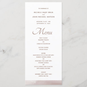 Elegantes tarjetas de menú Boda blanco rosado de R