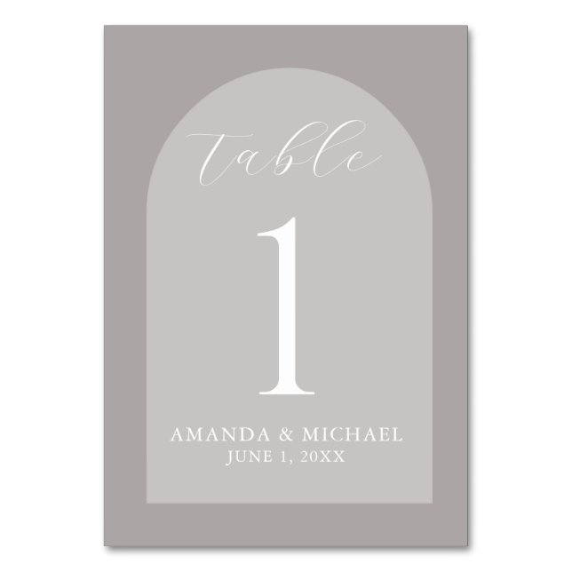 Elegantes tarjetas de mesa Boda con arcos de hués  (Anverso)