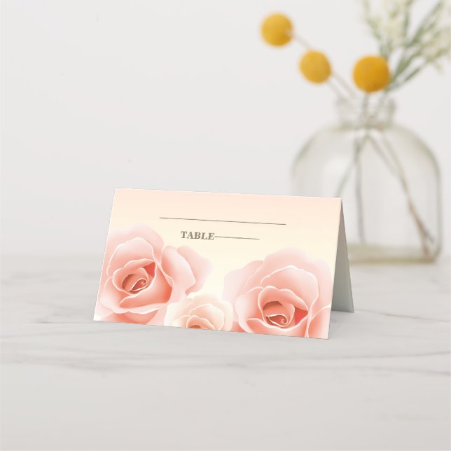 Elegantes tarjetas de mesa de rosas rosadas (Anverso)