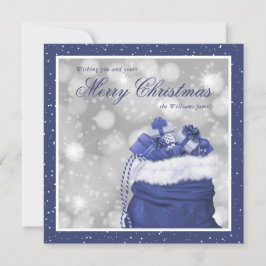 Elegantes tarjetas de Navidad Blue Merry