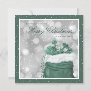 Elegantes tarjetas de navidad de ferry verde verde