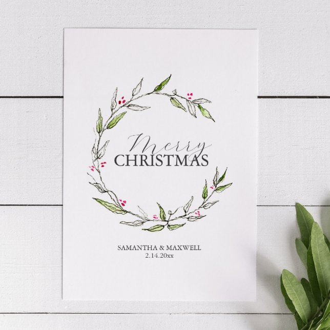 Elegantes tarjetas de Navidades con pintura (Botanical Christmas card features unique art by Victoria Grigaliunas of Do Tell A Belle)
