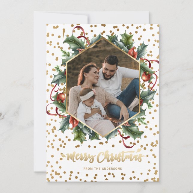 Elegantes tarjetas de Navidades de la guirnalda de (Anverso)