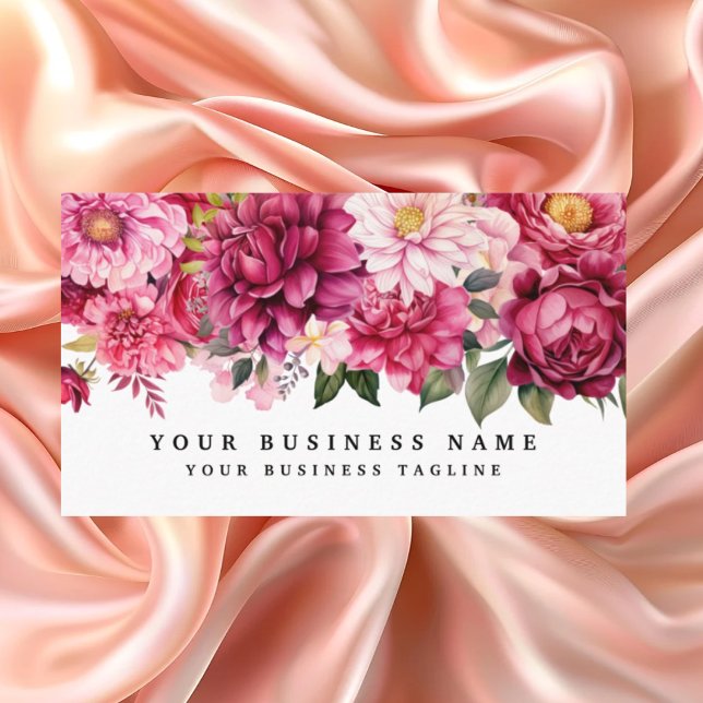 Elegantes tarjetas de negocios con flores rosas br (Subido por el creador)