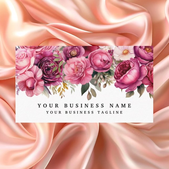 Elegantes tarjetas de negocios con flores rosas br (Subido por el creador)