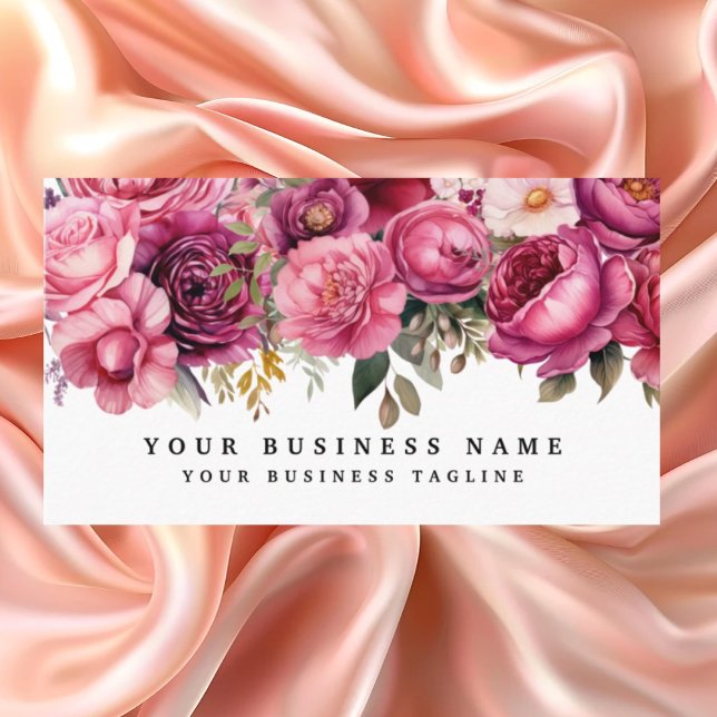 Elegantes tarjetas de negocios con flores rosas br (Subido por el creador)