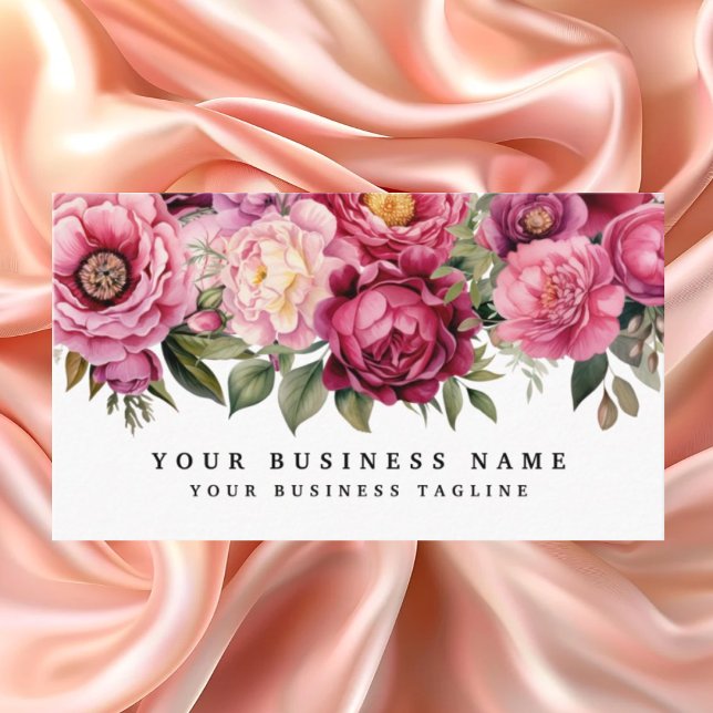 Elegantes tarjetas de negocios con flores rosas br (Subido por el creador)