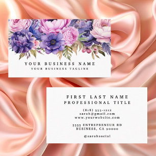 Elegantes tarjetas de negocios de flores moradas r