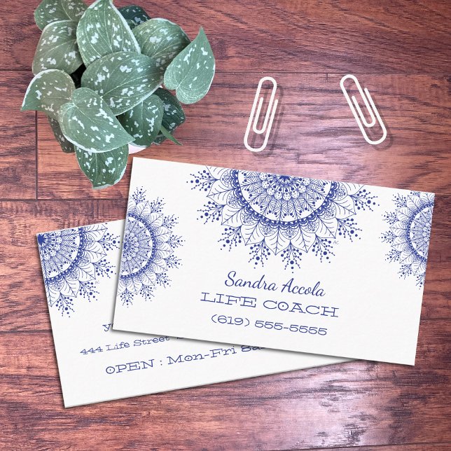 Elegantes tarjetas de negocios de Mandala con copo (Subido por el creador)