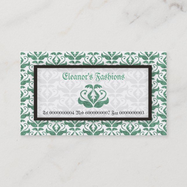 Elegantes tarjetas de negocios de moda de damasco  (Anverso)