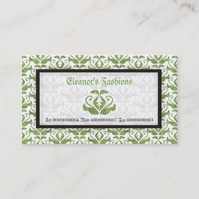 Elegantes tarjetas de negocios de moda de damasco  (Anverso)