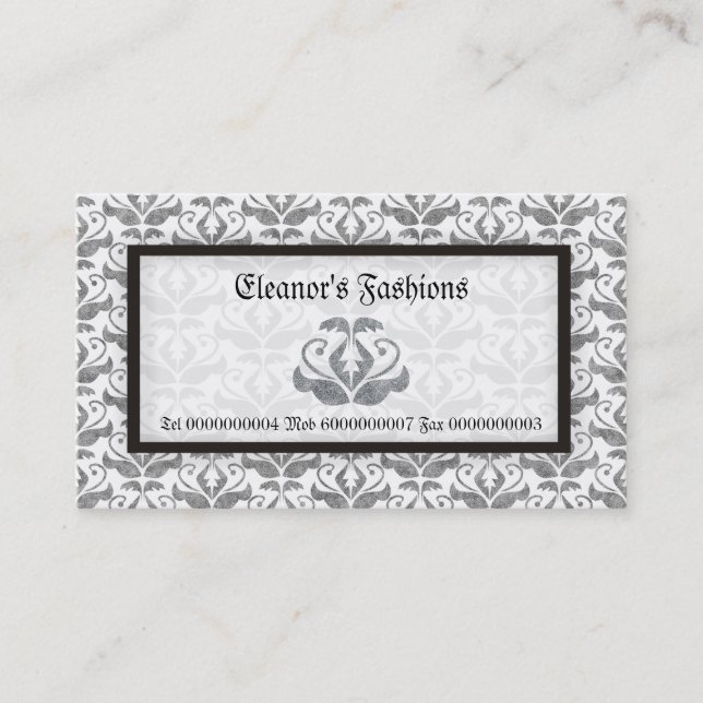 Elegantes tarjetas de negocios de moda de damasco  (Anverso)