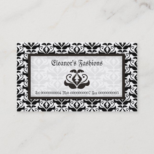 Elegantes tarjetas de negocios de moda de damasco  (Anverso)