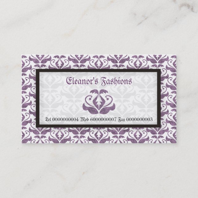 Elegantes tarjetas de negocios de moda lilac morad (Anverso)