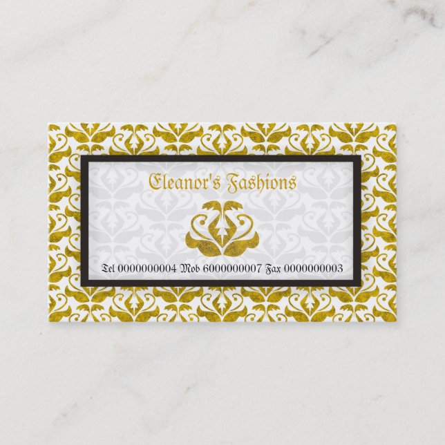 Elegantes tarjetas de negocios de modas de damasco (Anverso)