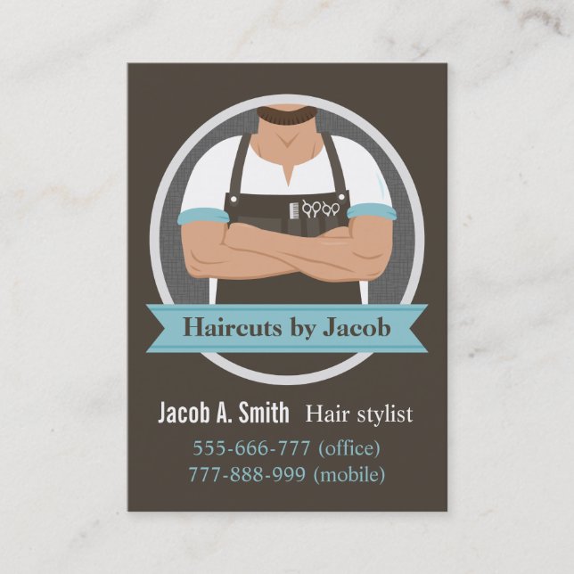 Elegantes tarjetas de negocios Hipster Guay Barber (Anverso)