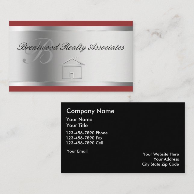 Elegantes tarjetas de negocios inmobiliarias (Anverso / Reverso)