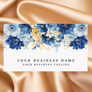 Elegantes tarjetas de presentación de flores azule