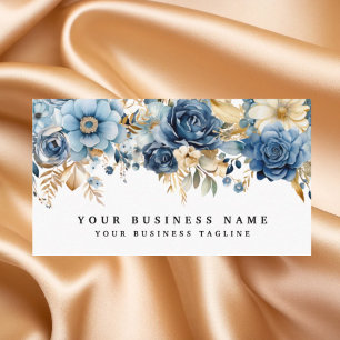 Elegantes tarjetas de presentación de flores azule