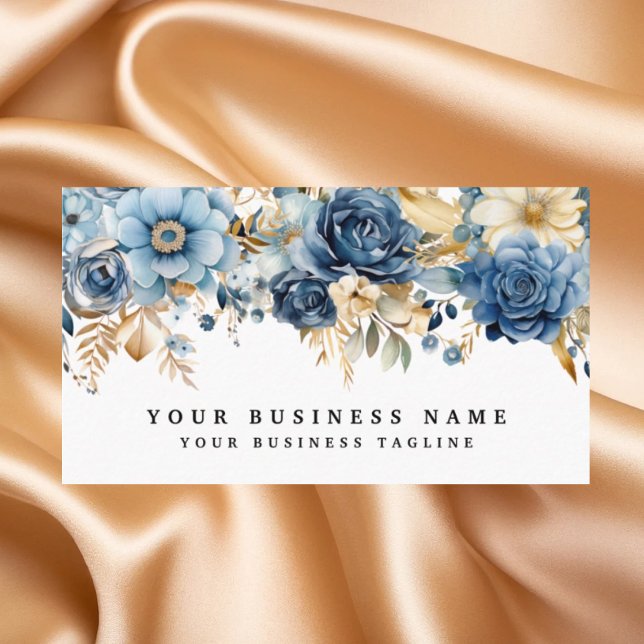 Elegantes tarjetas de presentación de flores azule (Subido por el creador)