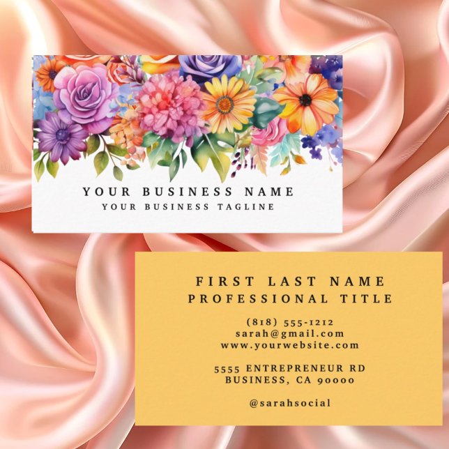 Elegantes tarjetas de presentación de flores color (Subido por el creador)