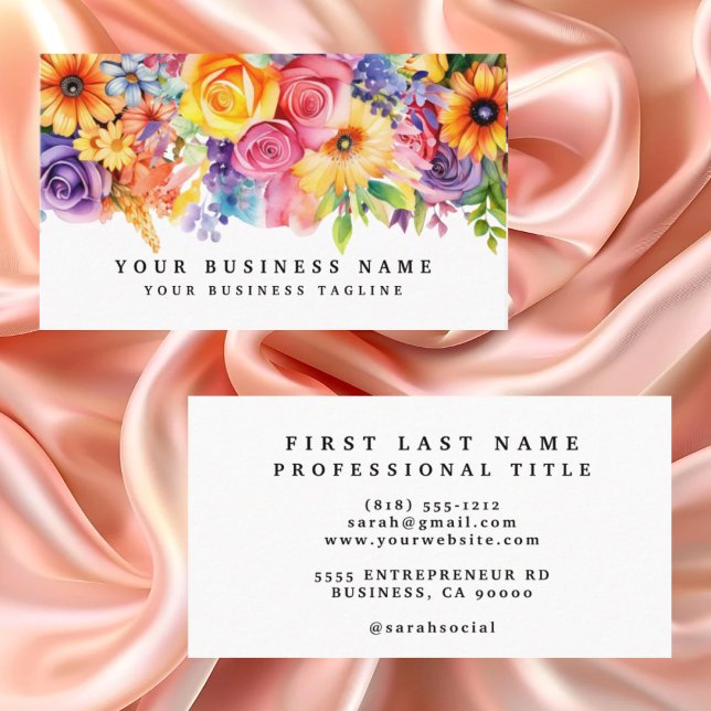 Elegantes tarjetas de presentación de flores color (Subido por el creador)