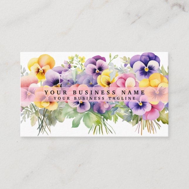Elegantes tarjetas de presentación de flores púrpu (Anverso)