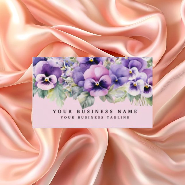 Elegantes tarjetas de presentación de flores púrpu (Subido por el creador)