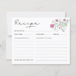 Elegantes tarjetas de recetas de ducha con flores 