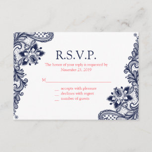 Elegantes tarjetas de respuesta Boda de la Marina