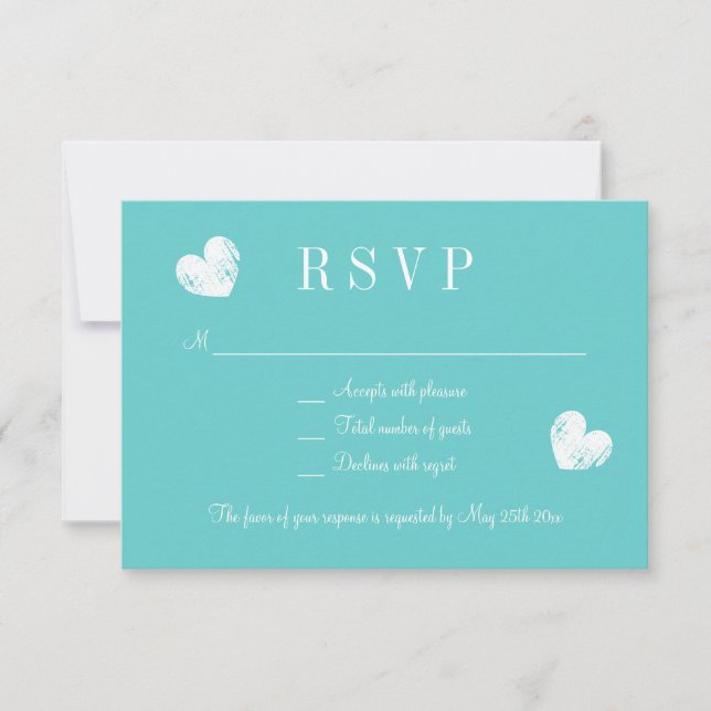 Elegantes tarjetas de respuesta boda RSVP azul tur (Anverso)