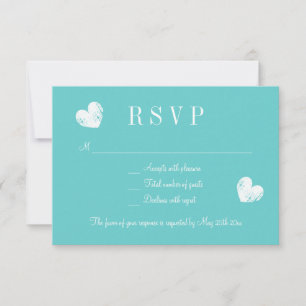 Elegantes tarjetas de respuesta boda RSVP azul tur