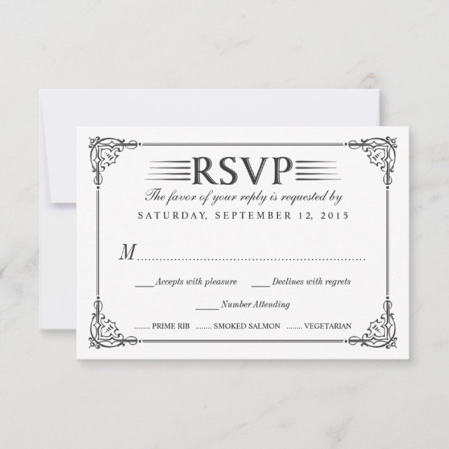 Elegantes tarjetas de respuesta de Boda de pizarra (Anverso)