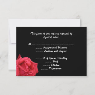 Elegantes tarjetas de respuesta de rosa rojo con o