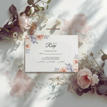 Elegantes tarjetas de RSVP de boda con acuarela de