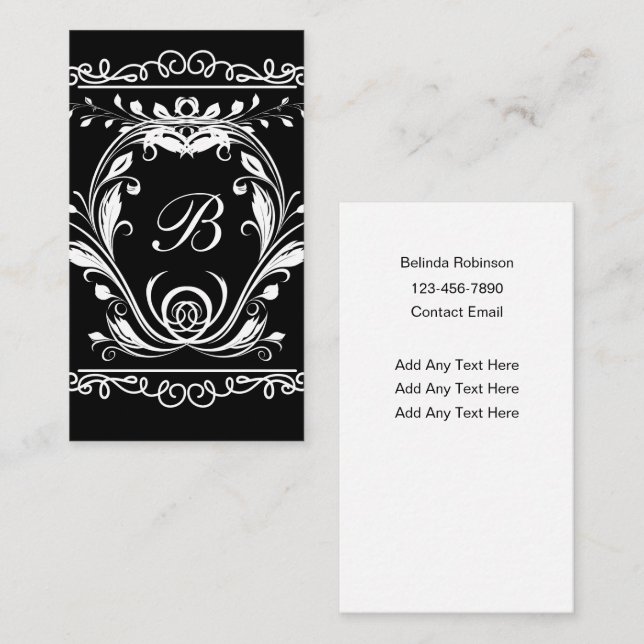 Elegantes tarjetas de visita de Monograma (Anverso / Reverso)