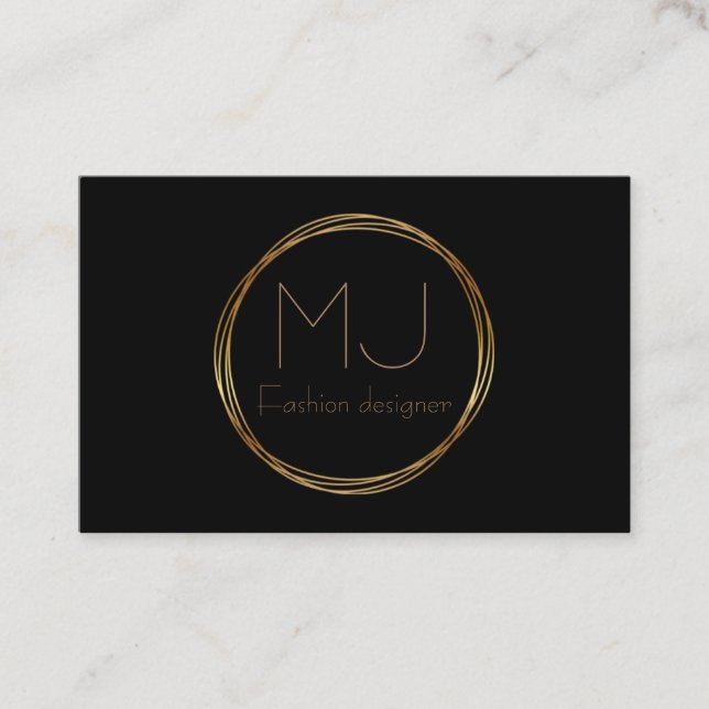 Elegantes tarjetas de visita en negro y oro (Anverso)