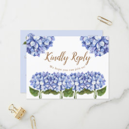 Elegantes tarjetas Hydrangea Azul Floral RSVP