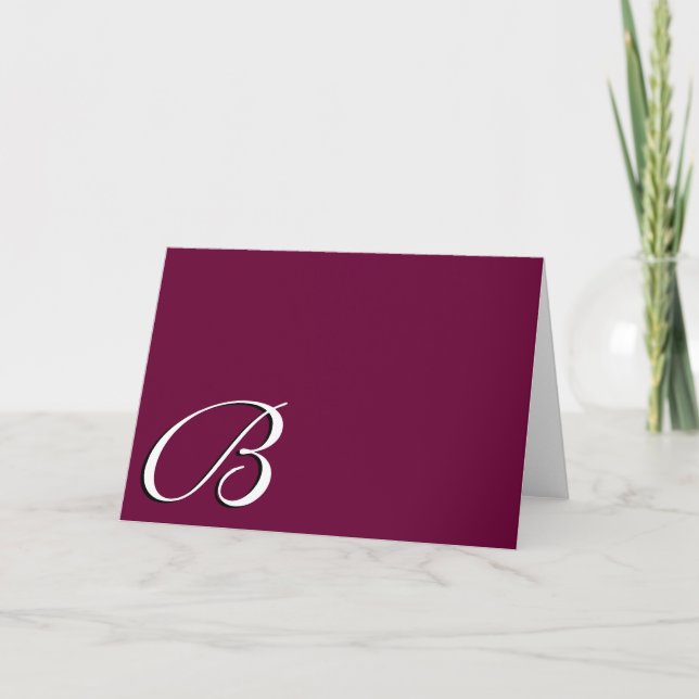 Elegantes tarjetas monograma B de Borgoña para Bod (Anverso)