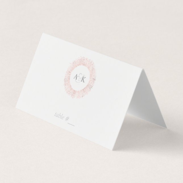 Elegantes tarjetas monograma de oro rosa - doblado (Anverso)