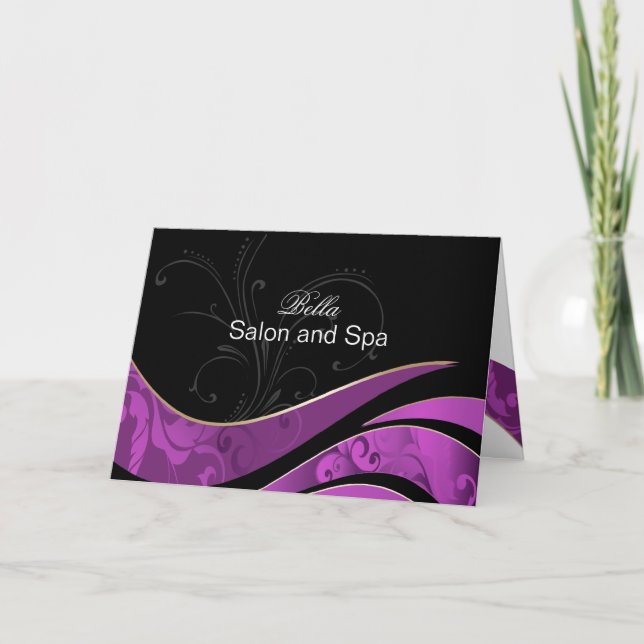 elegantes tarjetas moradas florecen en el negocio (Anverso)