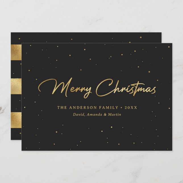 Elegantes tarjetas Personalizados de Navidades neg (Anverso / Reverso)