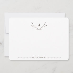 Elegantes tarjetas planas de monograma forestal