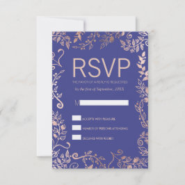 Elegantes tarjetas Royal Blue Rosa Gold Floral RSV