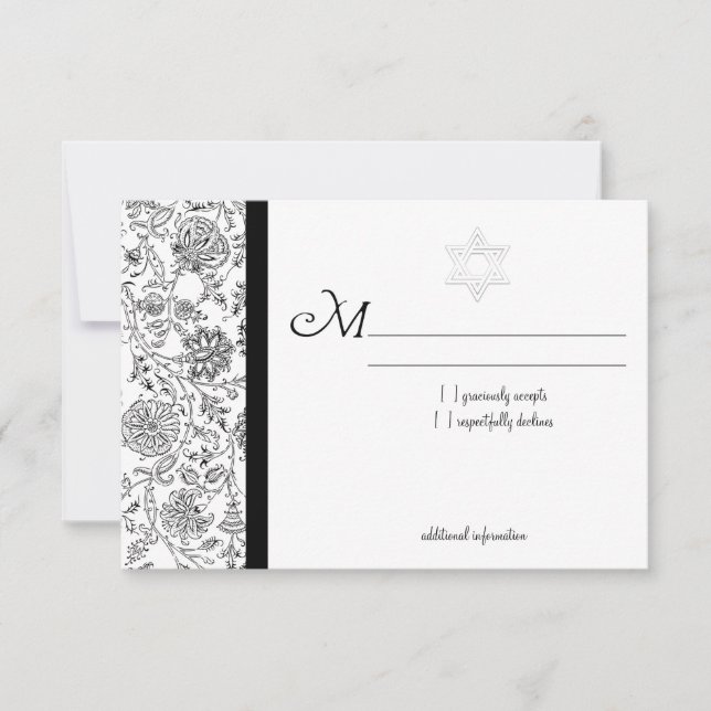 Elegantes tarjetas RSVP de Bat Mitzvah (Anverso)