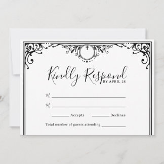 Elegantes tarjetas RSVP de Boda Blanca y Negra