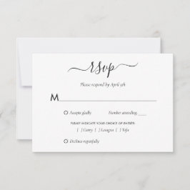 Elegantes tarjetas RSVP de Boda Blanca y Negra