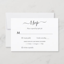 Elegantes tarjetas RSVP de Boda Blanca y Negra